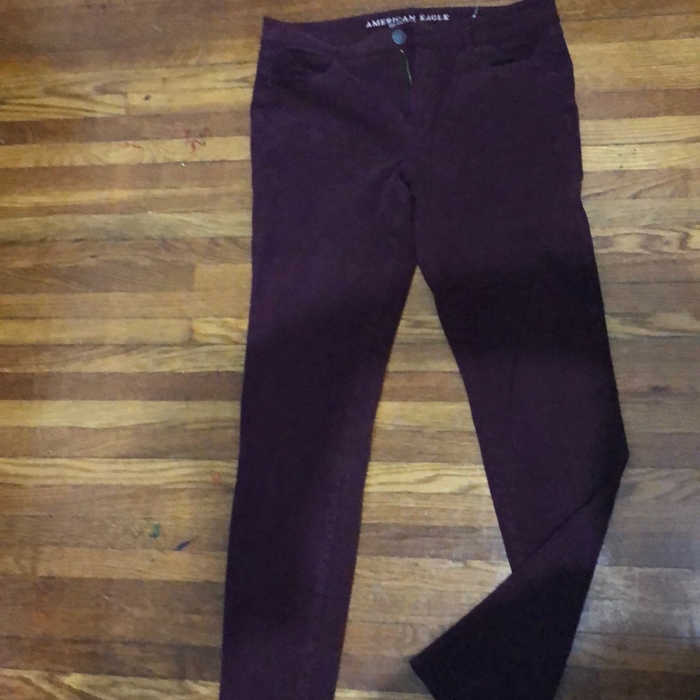 American Eagle suede maroon super stretch jegging